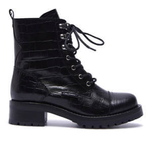 Carl Scarpa Blanca Black Croc Leather Ankle Boots